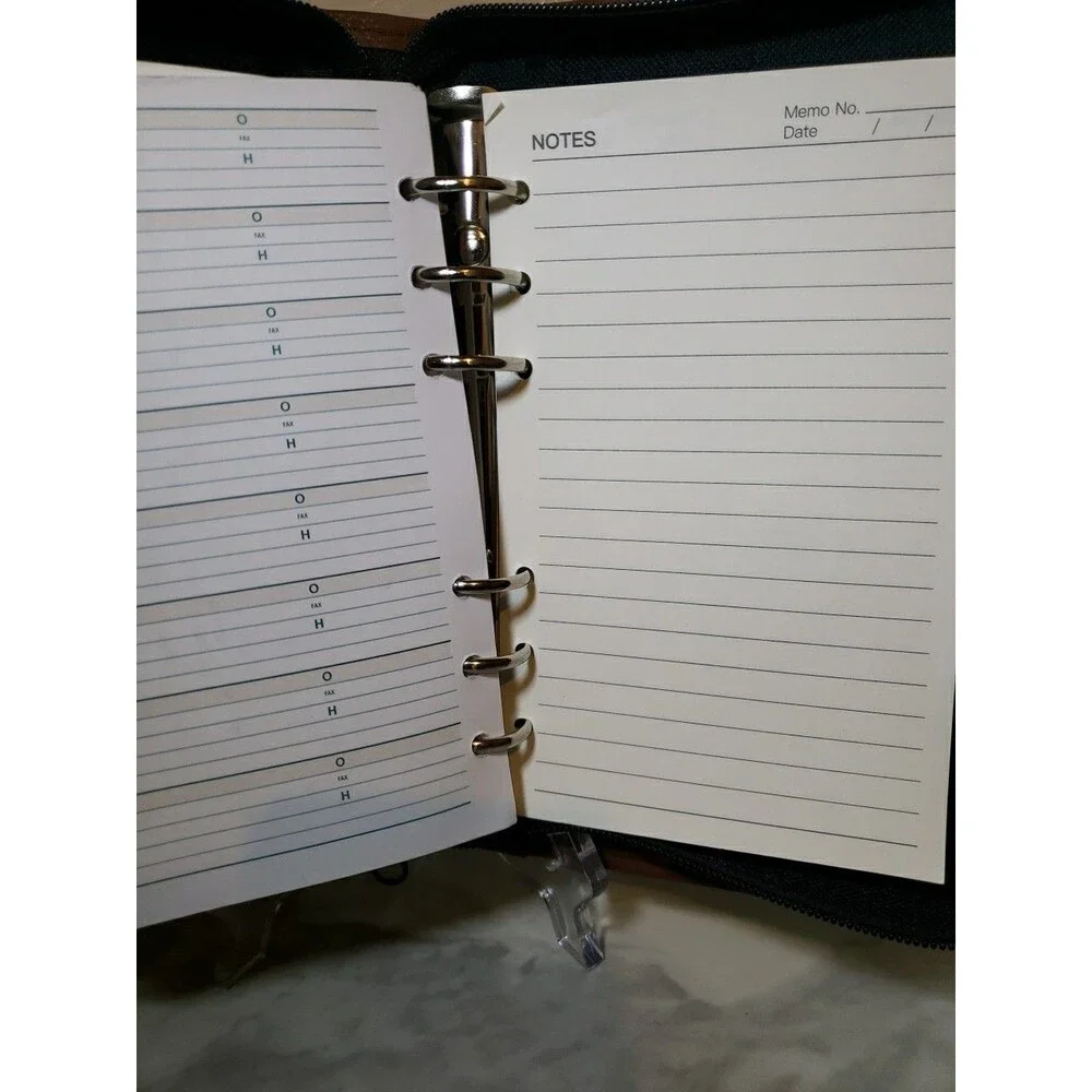 Vintage At A Glance  Black Cloth  Zip Closure Planner Binder 8.5”x6”